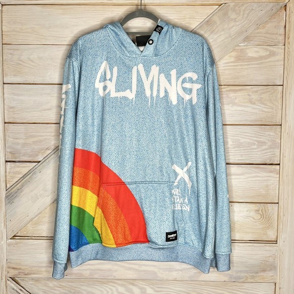 Sliving Hoodie Blue Rainbow All We Need Is Love Pride - Picture 1 of 11